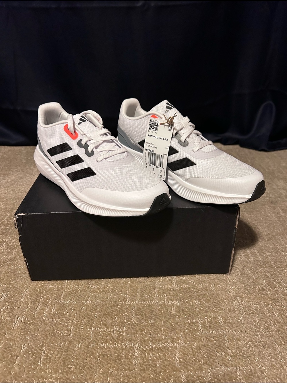 New Women’s White Adidas Runfalcon 3.0 W/ Black Trim Size 5.5